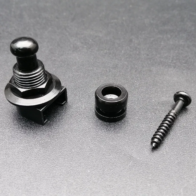 Guitar Strap Lock Set in Black Gold Chrome 2 Guitar Strap Lock Set in Black Gold Chrome - Image 2