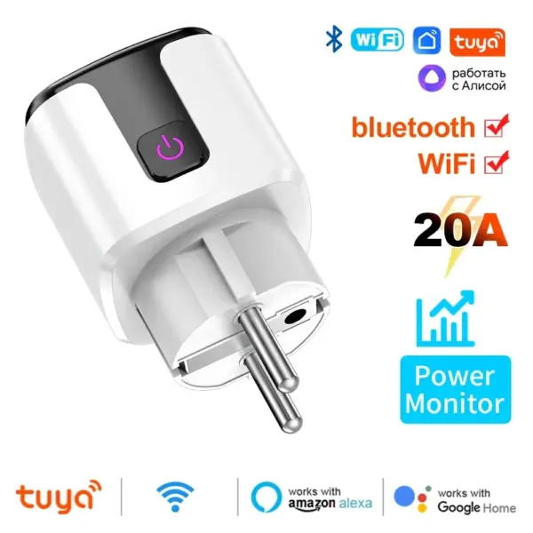 Tuya Smart 20A EU Plug WiFi Bluetooth Socket - Image 3