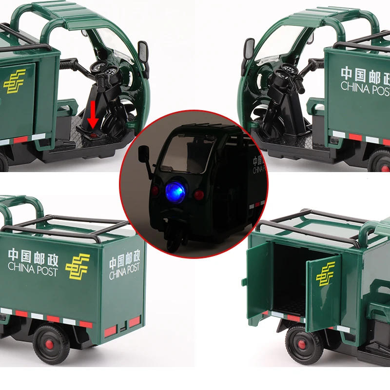 1/24 Diecast Green City Post Tricycle Model 5 1/24 Diecast Green City Post Tricycle Model - Image 5