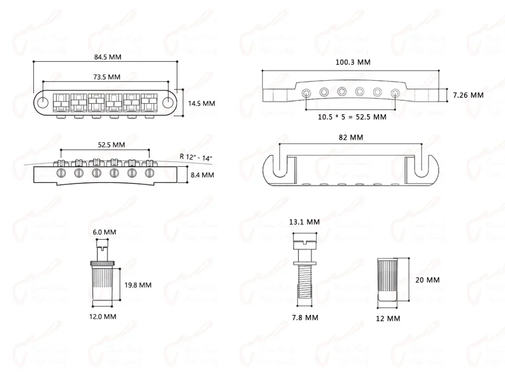 Titanium Alloy Tune-O-Matic Bridge for LP SG 5 Titanium Alloy Tune-O-Matic Bridge for LP SG - Image 5