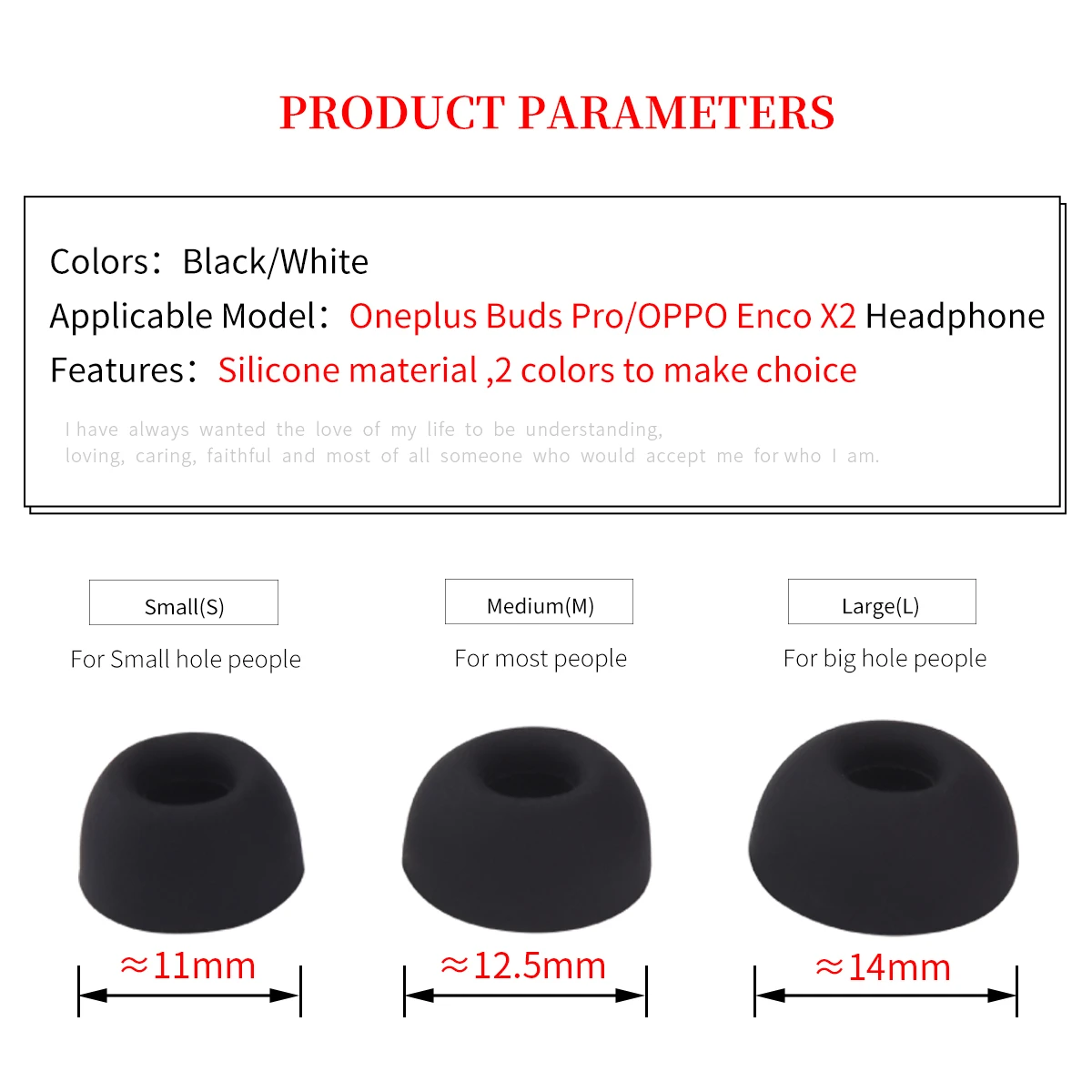Silicone Ear Tips Set for Oneplus Buds Pro & OPPO Enco X2 3 Silicone Ear Tips Set for Oneplus Buds Pro & OPPO Enco X2 - Image 3