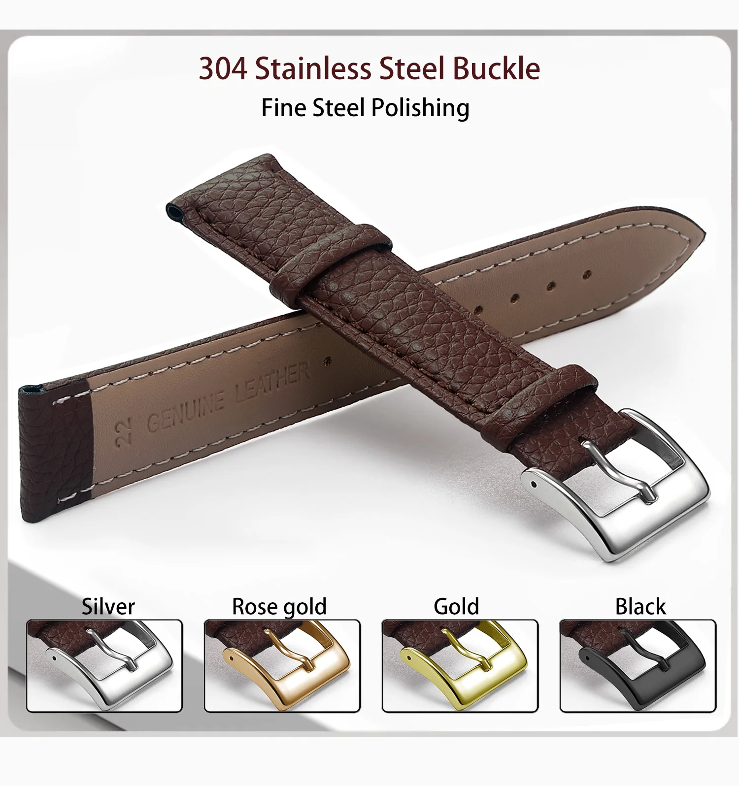 Genuine Leather Watch Band for Various Sizes 4 Genuine Leather Watch Band for Various Sizes - Image 4