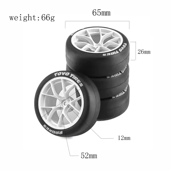 4pcs Drift Car Tires and Wheels for 1/10 RC - Image 2