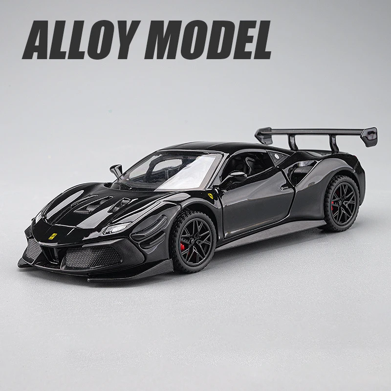 1:32 Scale Black Ferrari 488 Die-Cast Model 5 1:32 Scale Black Ferrari 488 Die-Cast Model - Image 5