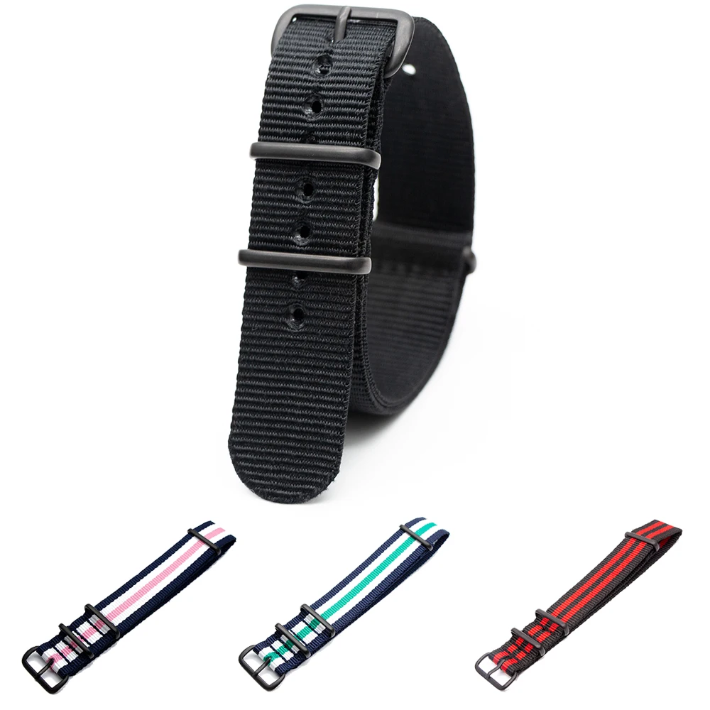 Woven Nylon Watch Strap with Black Buckle 18-24mm 6 Woven Nylon Watch Strap with Black Buckle 18-24mm - Image 6