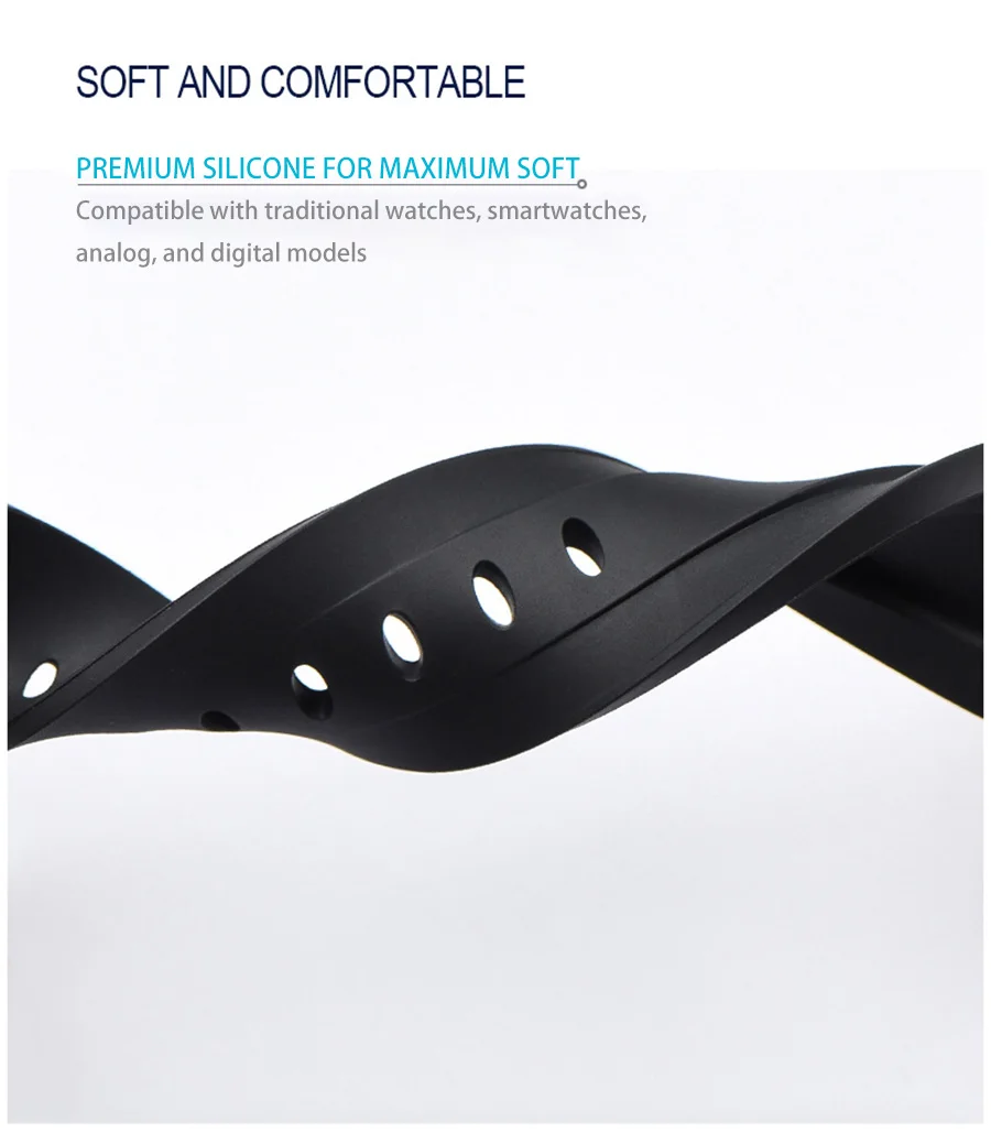 Silicone Watch Bands for 20mm-26mm Watches 4 Silicone Watch Bands for 20mm-26mm Watches - Image 4