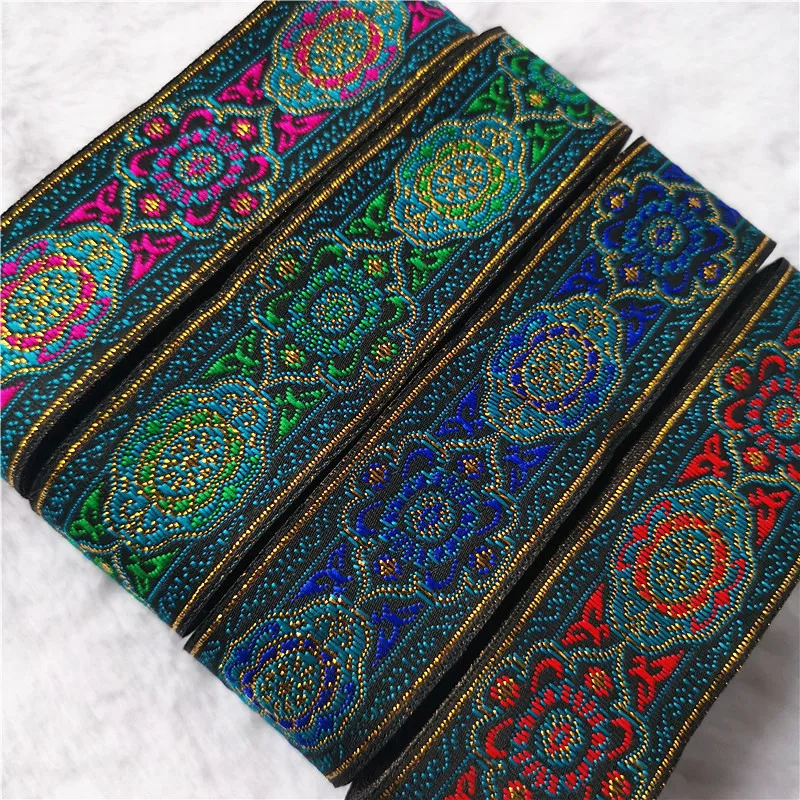 Vibrant 33mm Floral Jacquard Ribbon 7 Yards 2 Vibrant 33mm Floral Jacquard Ribbon 7 Yards - Image 2