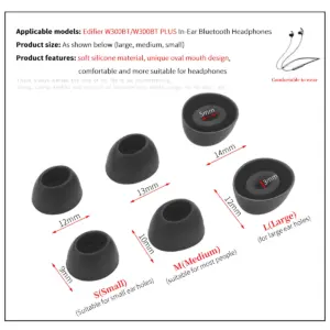Edifier W300BT PLUS Silicone Ear Tips - 6 Pack 9 S5c69bd5c53584048bd17d864c09dec43M