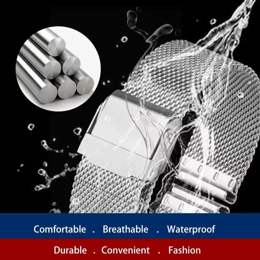 Milan Stainless Steel Mesh Watch Band 19 cm 4 Milan Stainless Steel Mesh Watch Band 19 cm - Image 4