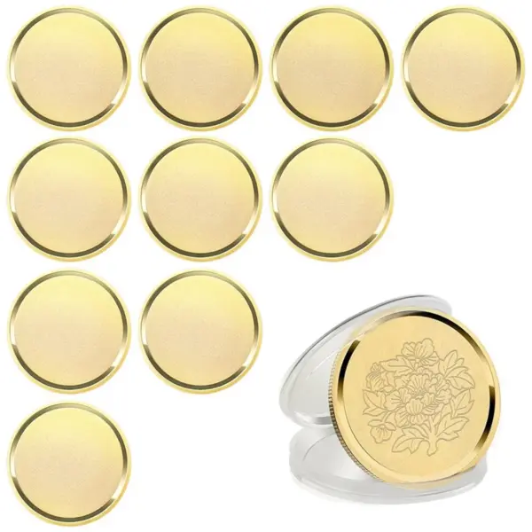 10 Pack Brass Frosted Challenge Coins with Box - Image 2