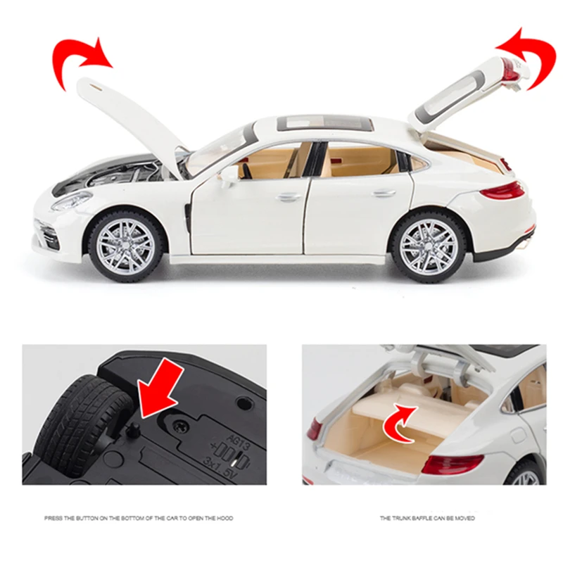 1:24 White Porsche Panamera Diecast Model Car 5 1:24 White Porsche Panamera Diecast Model Car - Image 5