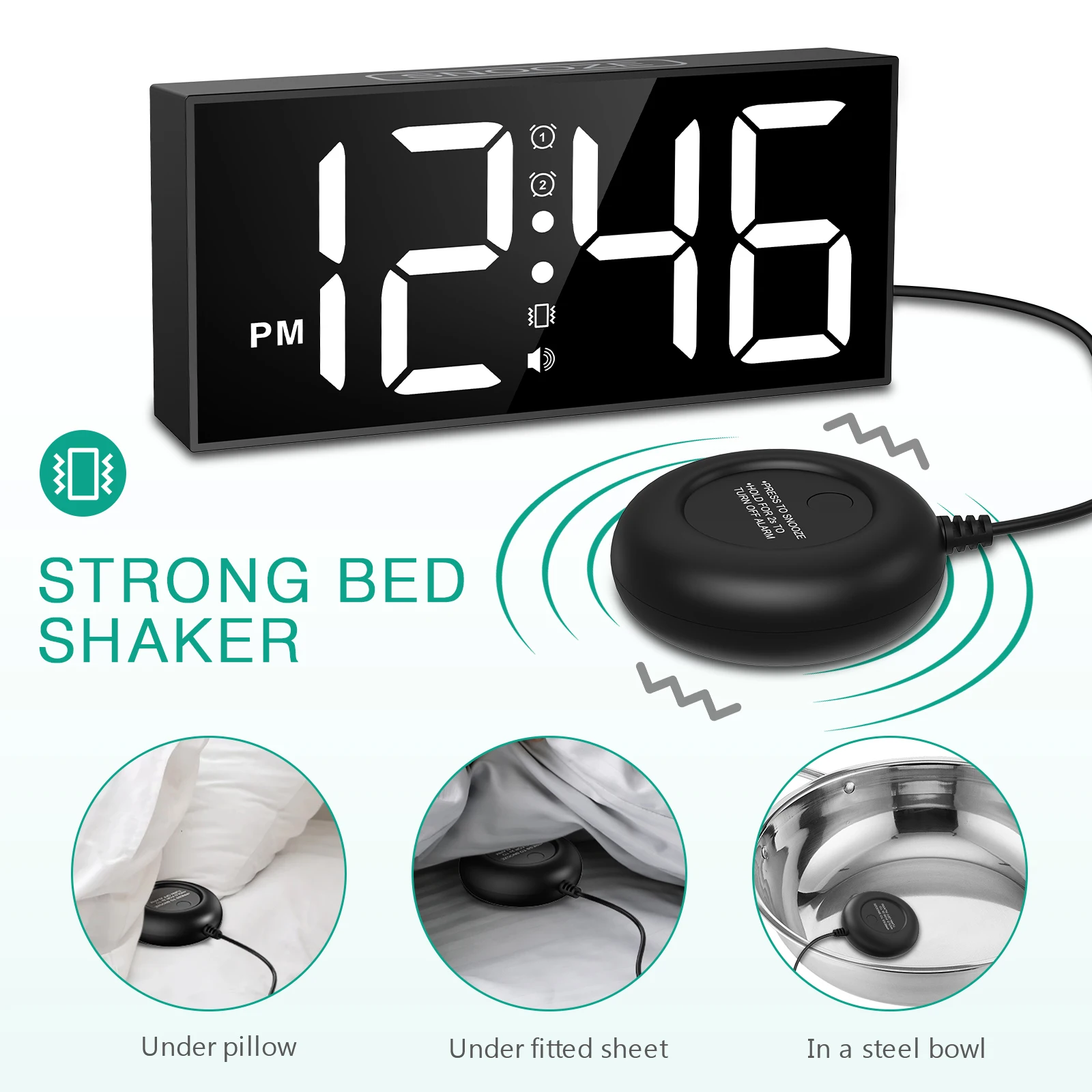 ORIA Vibrating Alarm Clock with 7.5-inch Display 5 ORIA Vibrating Alarm Clock with 7.5-inch Display - Image 5
