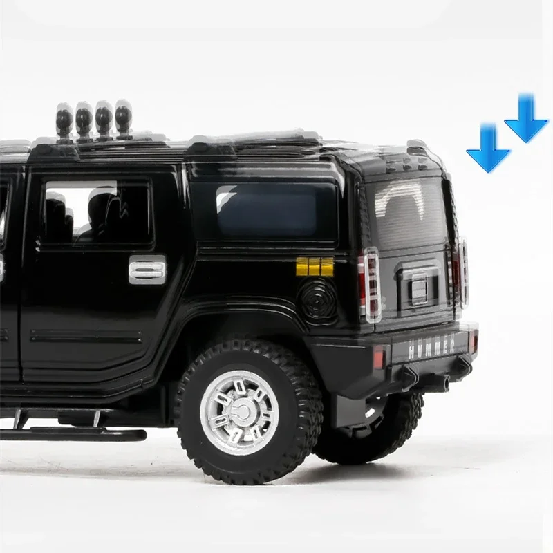 1:24 Diecast Hummer H2 Alloy Model Yellow 3 1:24 Diecast Hummer H2 Alloy Model Yellow - Image 3