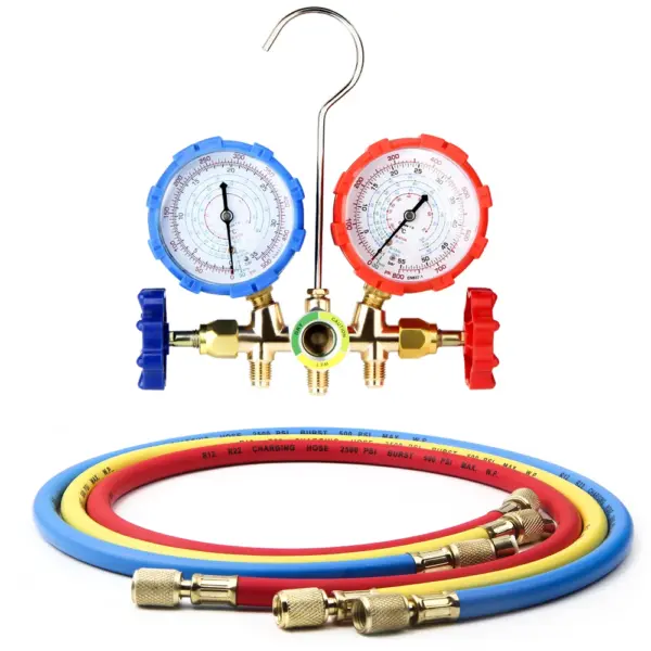 3 Way AC Manifold Gauge Set with Hose - Image 3
