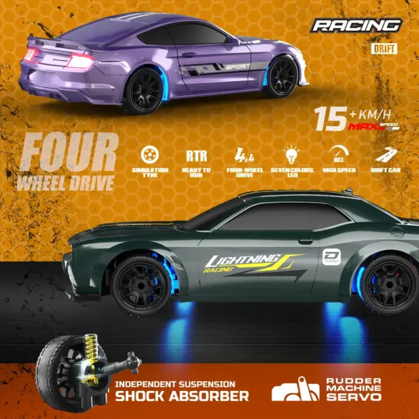 OLOEY 1:43 RC Drift Car with Color-Changing Body - Image 4