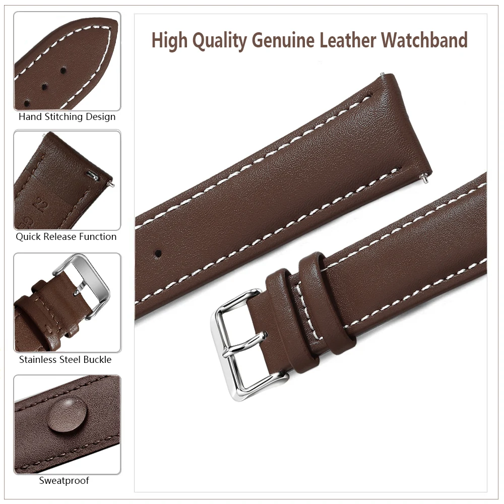 Genuine Leather Watch Band for Smart Watches 3 Genuine Leather Watch Band for Smart Watches - Image 3