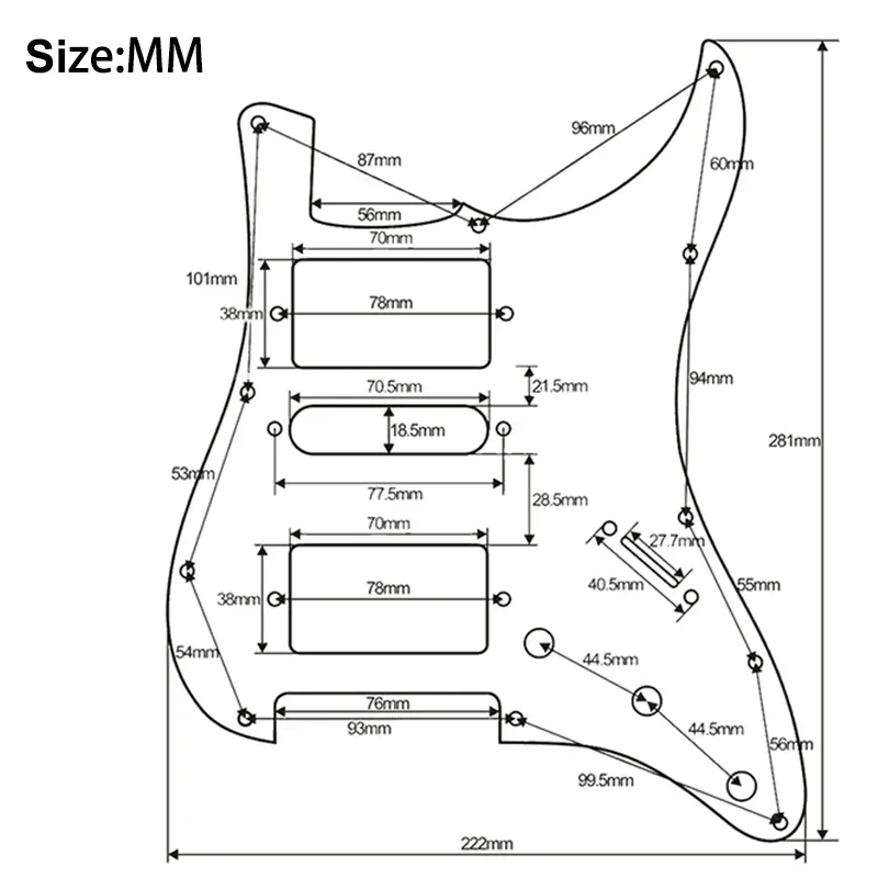 HSH Electric Guitar 3 Ply Pickguard Black White 4 HSH Electric Guitar 3 Ply Pickguard Black White - Image 4