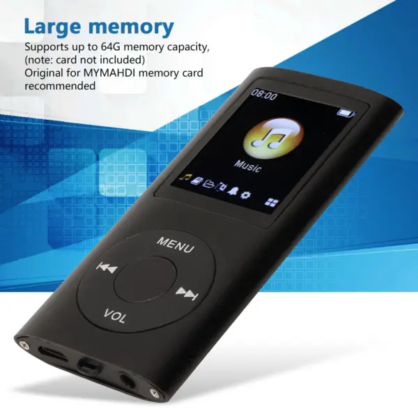 Blue Slim Portable MP3 Player with LCD Screen - Image 7