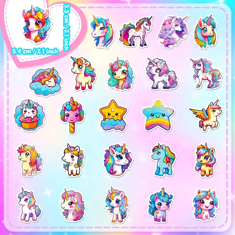 Unicorn PVC Sticker Set - 10, 30 or 50 Pieces 4 Unicorn PVC Sticker Set - 10, 30 or 50 Pieces - Image 4