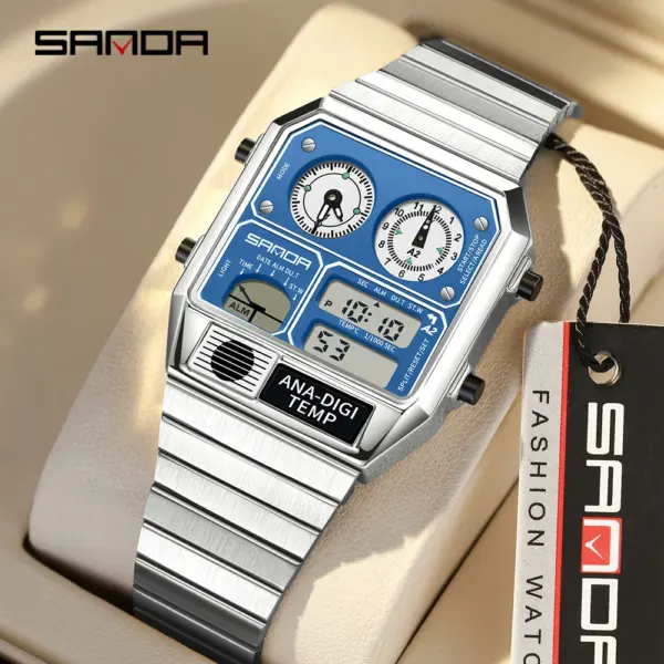 SANDA 3192 Gold Stainless Steel Men's Watch - Image 5