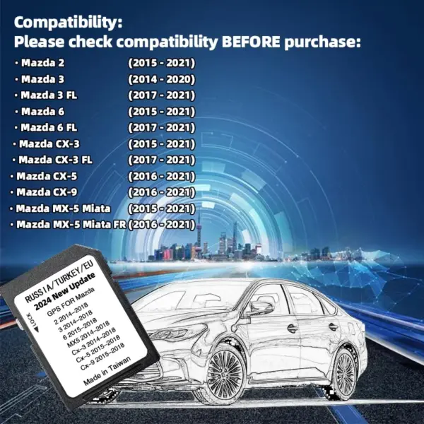 Mazda GPS SD Card 2024 Update for Models 2/3/6/CX3/CX5/CX9/MX5 - Image 3