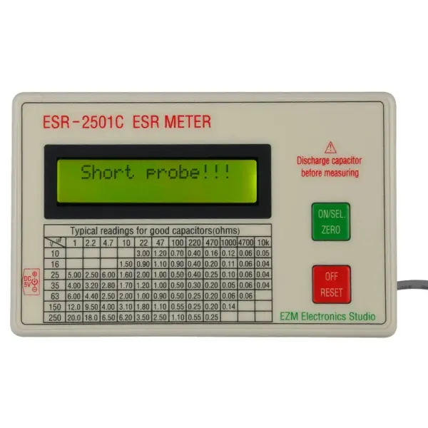 ESR2501C Capacitor ESR DCR Tester with Clips - Image 2