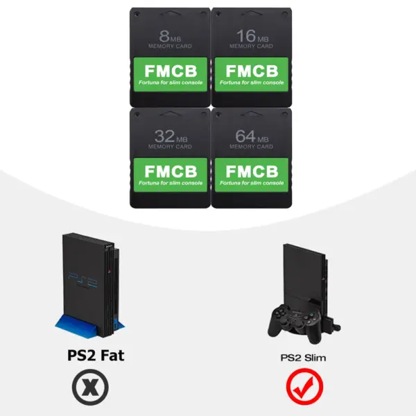 Bitfunx Fortuna 8MB 16MB 32MB 64MB Memory Cards for PS2 Slim - Image 2