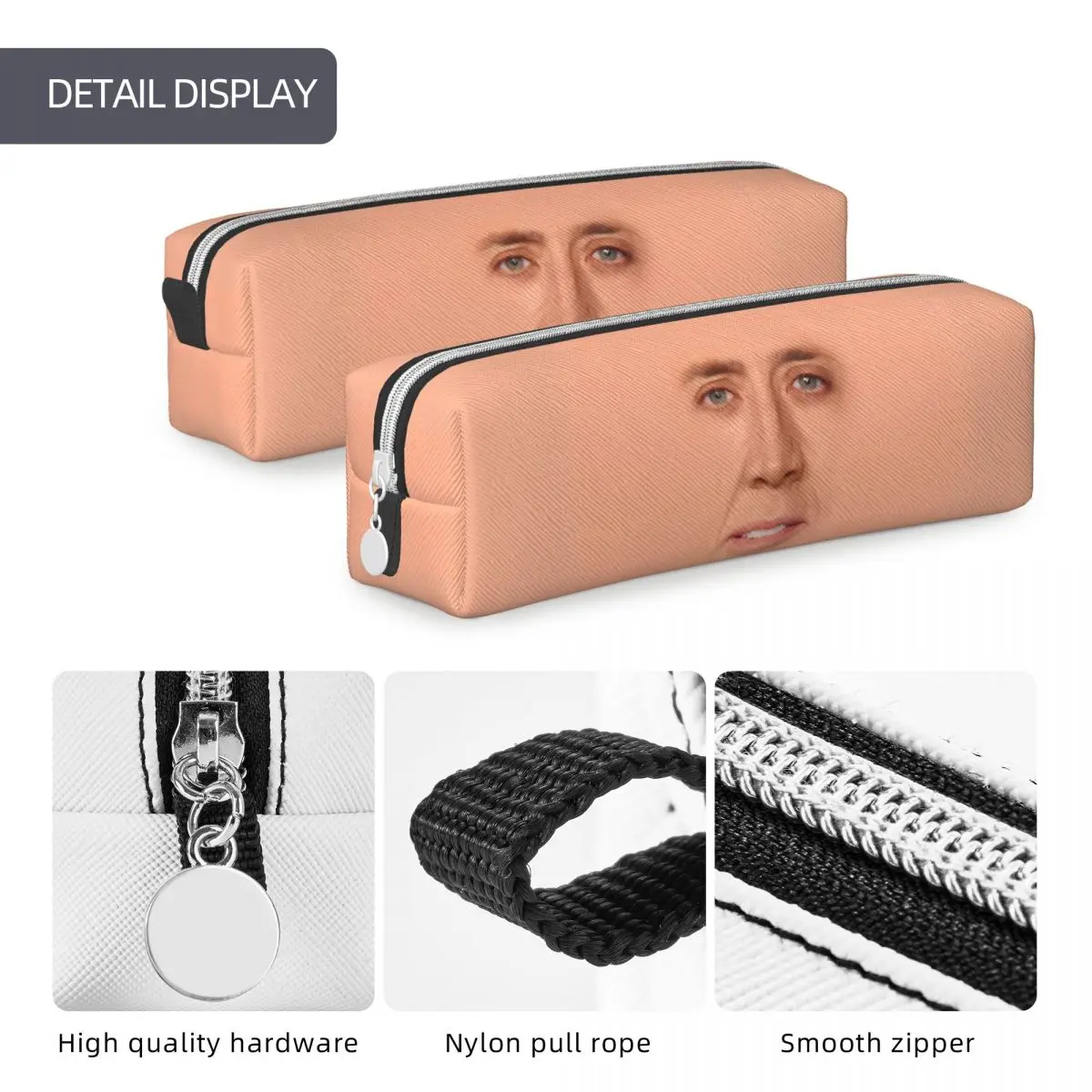 Nicolas Cage Face Pencil Case in Peach Color 5 Nicolas Cage Face Pencil Case in Peach Color - Image 5