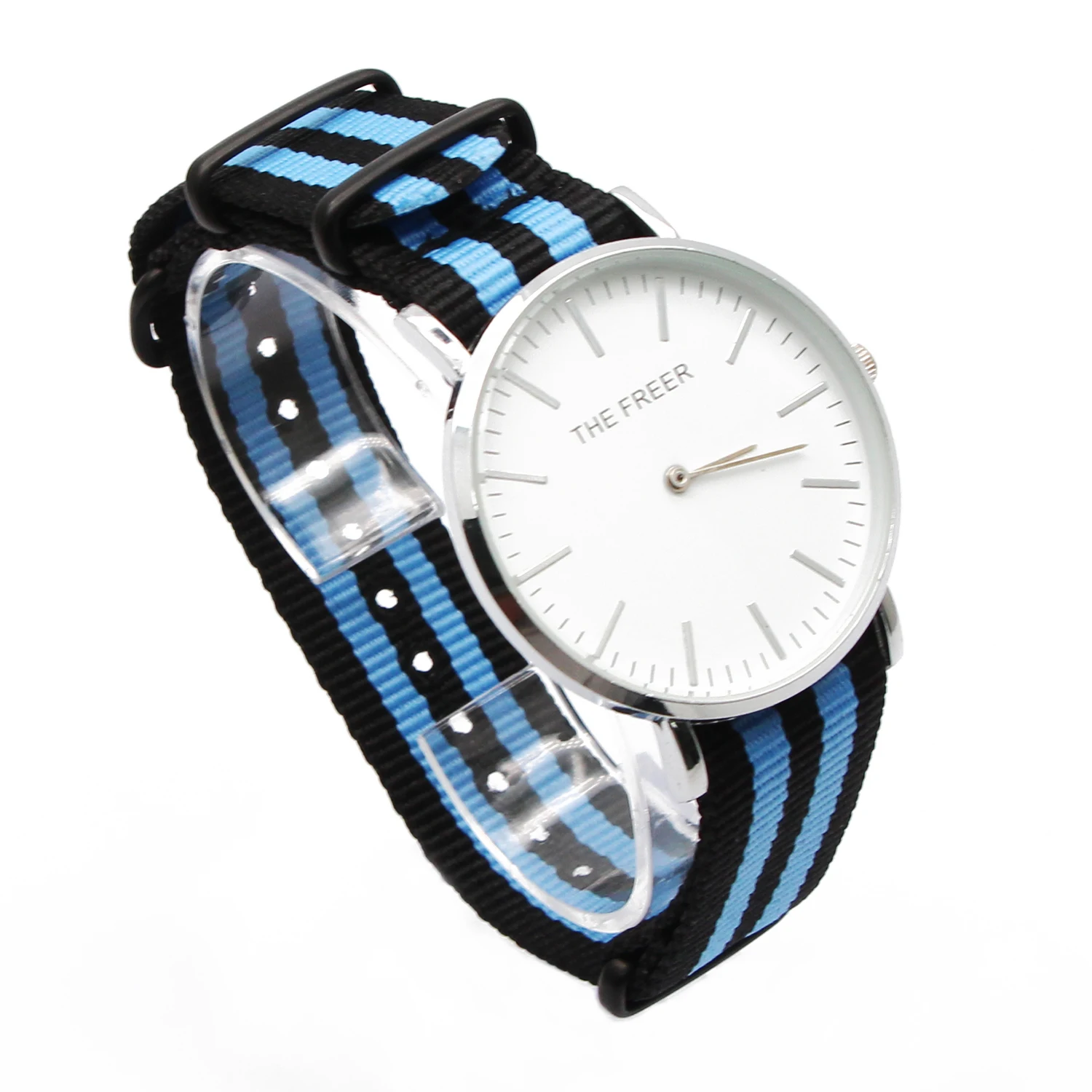 Vibrant Nylon Watch Strap Black Red Stripes 18-24mm 4 Vibrant Nylon Watch Strap Black Red Stripes 18-24mm - Image 4