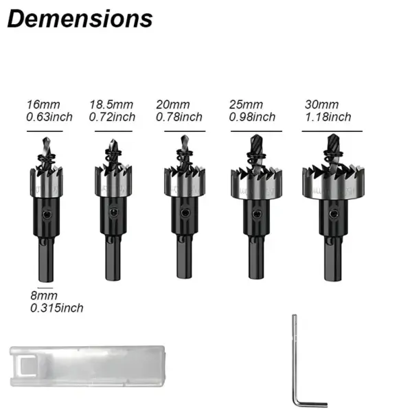 HSS Hole Saw Cutter Drill Bit Set 5 Sizes - Image 3