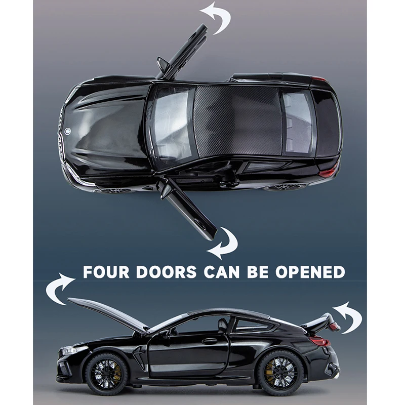BMW M8 Diecast Model Car 1:32 Scale Black 5 BMW M8 Diecast Model Car 1:32 Scale Black - Image 5