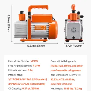 VEVOR Vacuum Pump with 0.35 qt Oil Bottle 21 S8a487500119a4aceb4ac140d0e68063ai