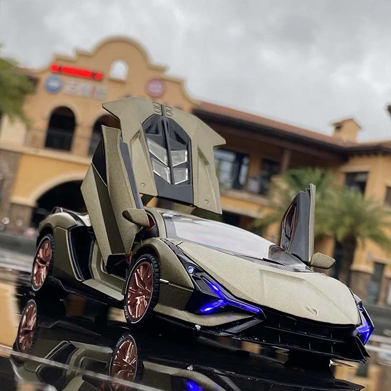 1:32 Matte Olive Green Lamborghini Diecast Model 3 1:32 Matte Olive Green Lamborghini Diecast Model - Image 3
