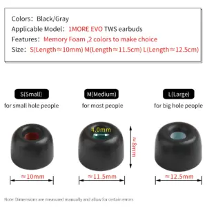 Memory Foam Ear Tips for 1MORE EVO Earbuds 8 S8da197b9cbd54cc898ec13bb49f6c9a4S