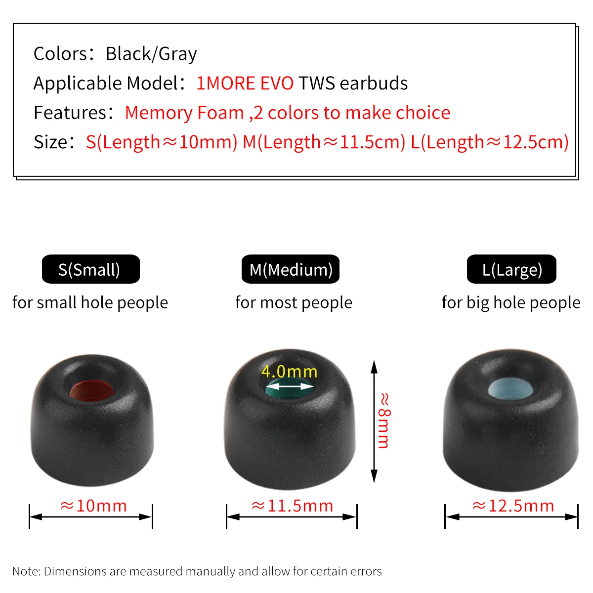 Memory Foam Ear Tips for 1MORE EVO Earbuds 3 Memory Foam Ear Tips for 1MORE EVO Earbuds - Image 3