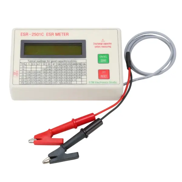 ESR2501C Capacitor ESR DCR Tester with Clips - Image 3