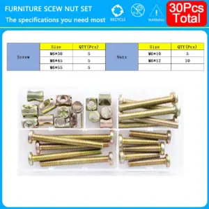 Hexagon Hex Furniture Screw Nut Set M6 Assortment 17 S92f3d23b10ec49abadc873298ae91d304