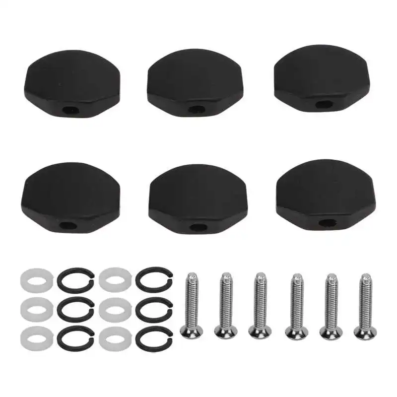 Ebony Guitar Tuning Peg Button Set of 6 12 Ebony Guitar Tuning Peg Button Set of 6 - Image 12