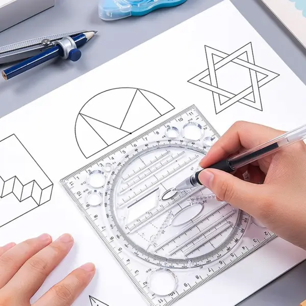 Multifunctional Transparent Ruler with Protractor | JakeSpecial