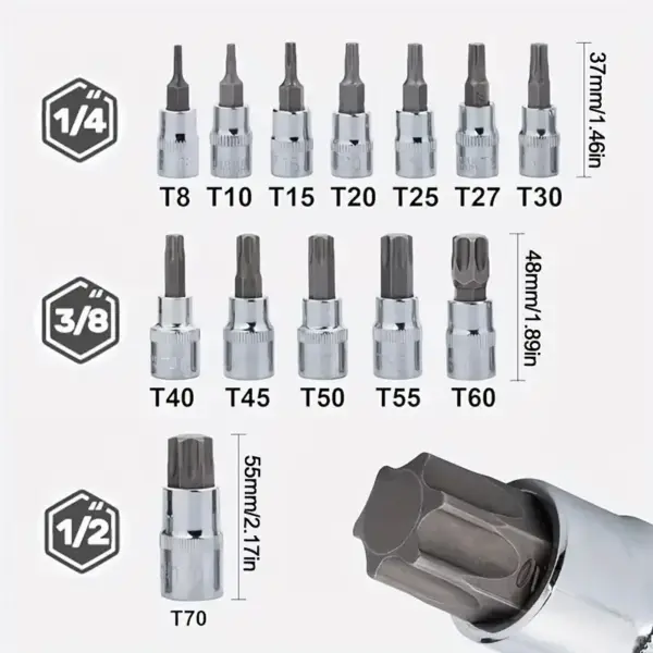 13-Piece Torx Bit Socket Set T8-T70 - Image 4