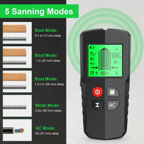 5-in-1 LCD Wall Detector Scanner HW-QB5 - Image 2