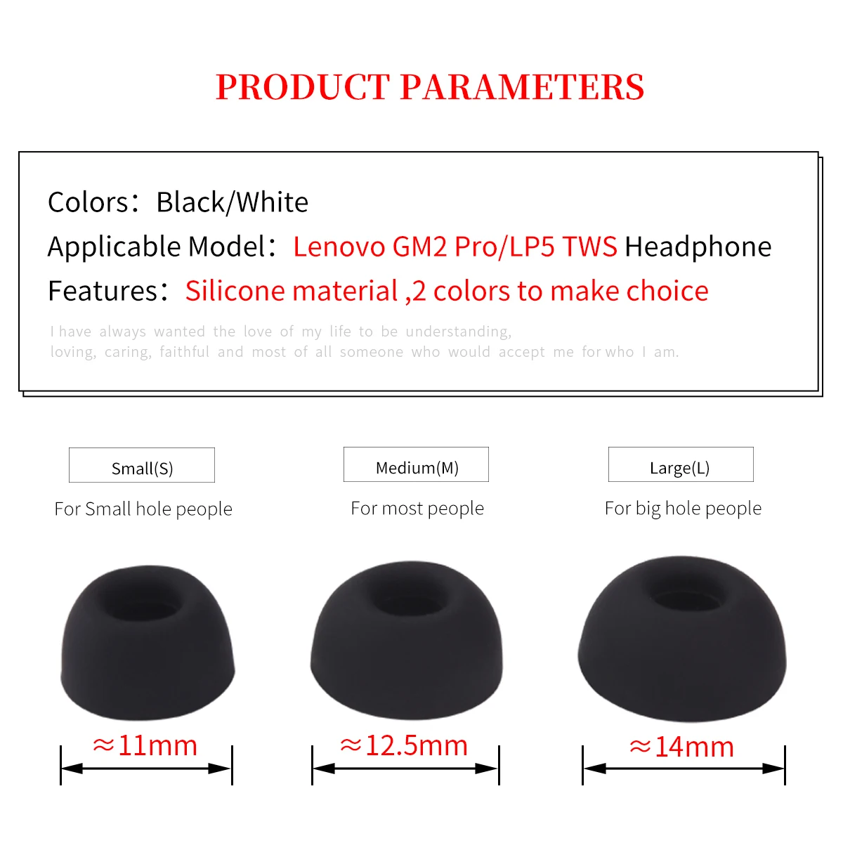Silicone Ear Tips for Lenovo GM2 Pro LP5 TWS 3 Silicone Ear Tips for Lenovo GM2 Pro LP5 TWS - Image 3