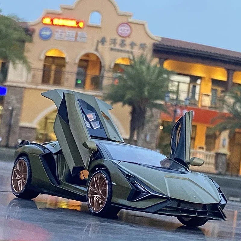 1:32 Matte Olive Green Lamborghini Diecast Model 5 1:32 Matte Olive Green Lamborghini Diecast Model - Image 5