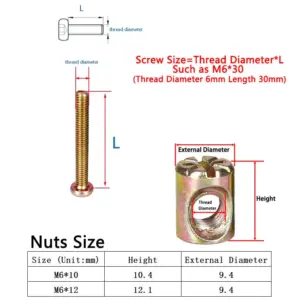 Hexagon Hex Furniture Screw Nut Set M6 Assortment 12 S9be0c6831187496598277921b1ffaf8bv