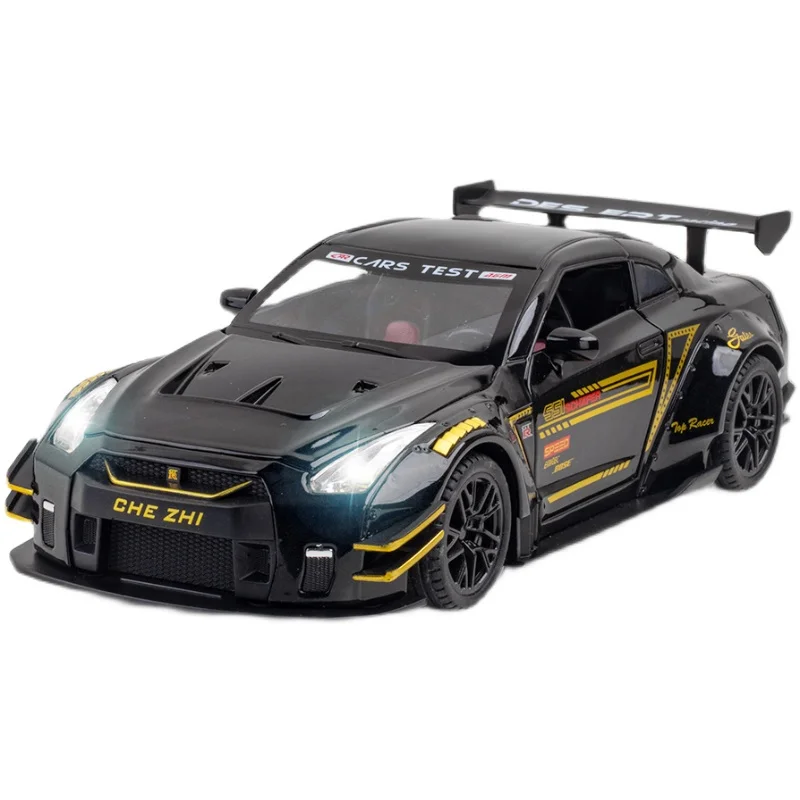 1:24 Nissan GT-R Diecast Model Black with Yellow Accents 7 1:24 Nissan GT-R Diecast Model Black with Yellow Accents - Image 7