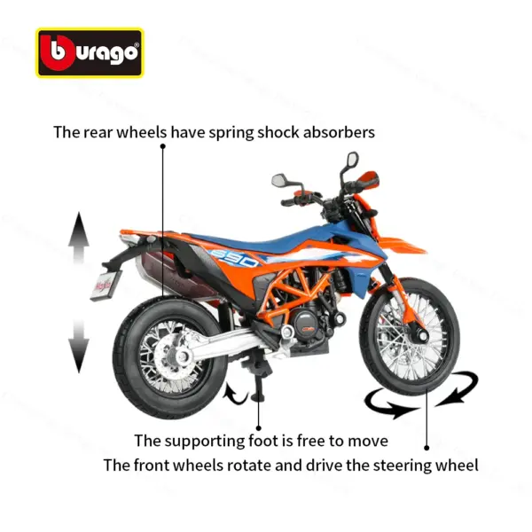 Maisto 1:12 KTM 690 SMC R 2023 Motorcycle Model - Image 4