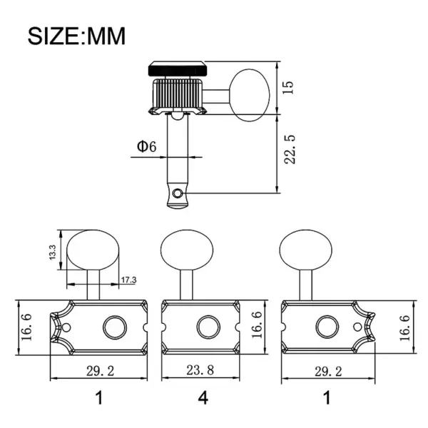 Saphue 6 Inline Guitar Locking Tuners Chrome - Image 2