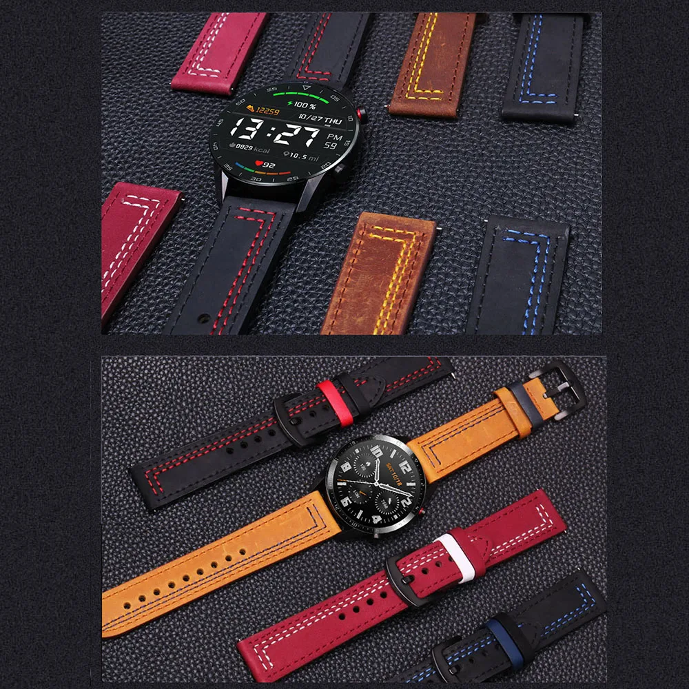 Vintage Leather Watch Band for 22mm and 20mm Watches 3 Vintage Leather Watch Band for 22mm and 20mm Watches - Image 3