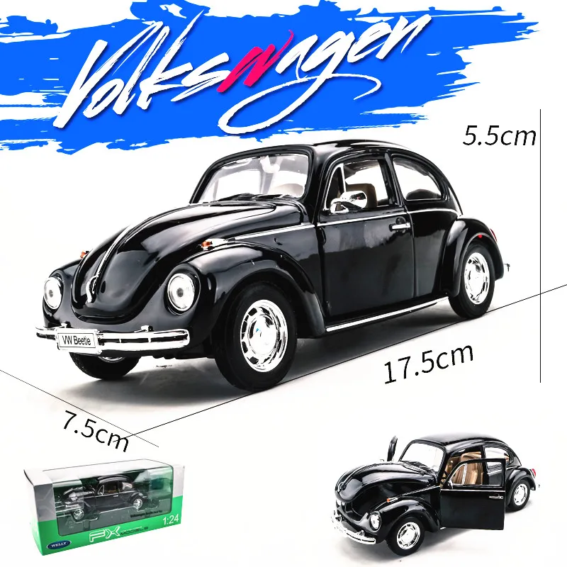 1:24 Scale WELLY Black Volkswagen Beetle Model 5 1:24 Scale WELLY Black Volkswagen Beetle Model - Image 5