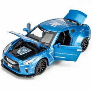1:32 Nissan GT-R R35 Metallic Blue Diecast Model 26 S9f1d85d81ec44b33a2edc8a0a06fc2dfd